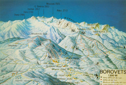a map of the ski runs & lifts in Borovets